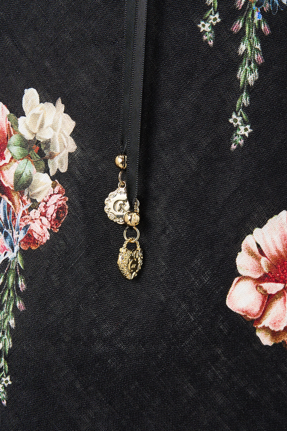 Camilla Embroidered Bodice Bias Dress in Noble endeavours