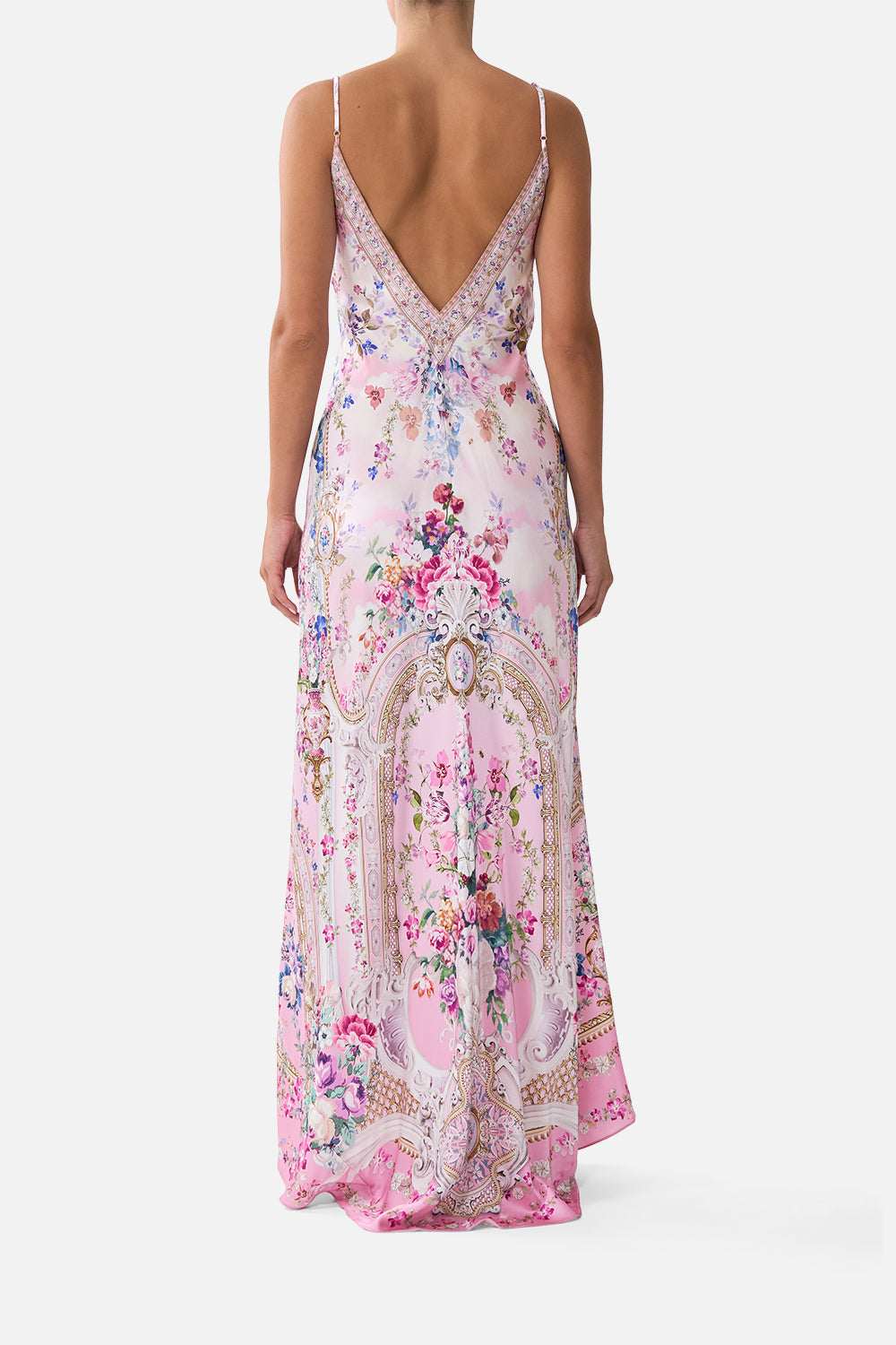 Camilla V Neck Long Bias Slip Dress 00038806