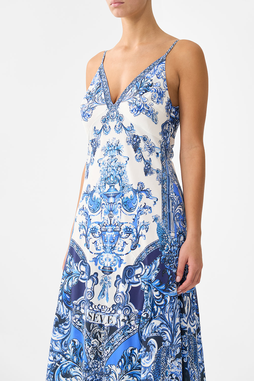 Camilla Bias Slip Dress with Frill Hem 00040122