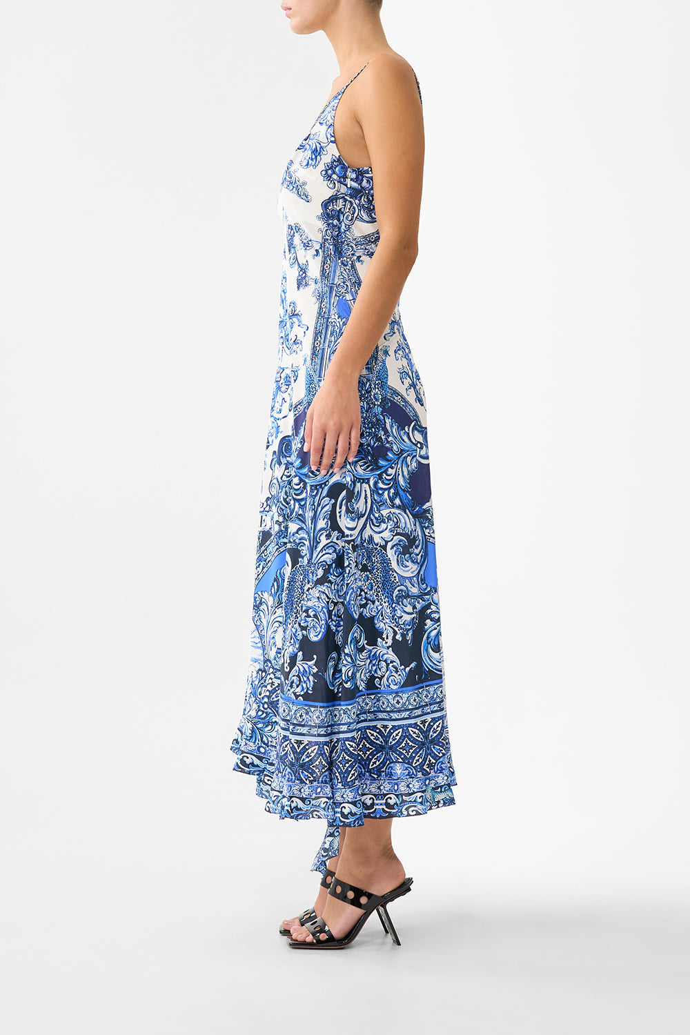 Camilla Bias Slip Dress with Frill Hem 00040122