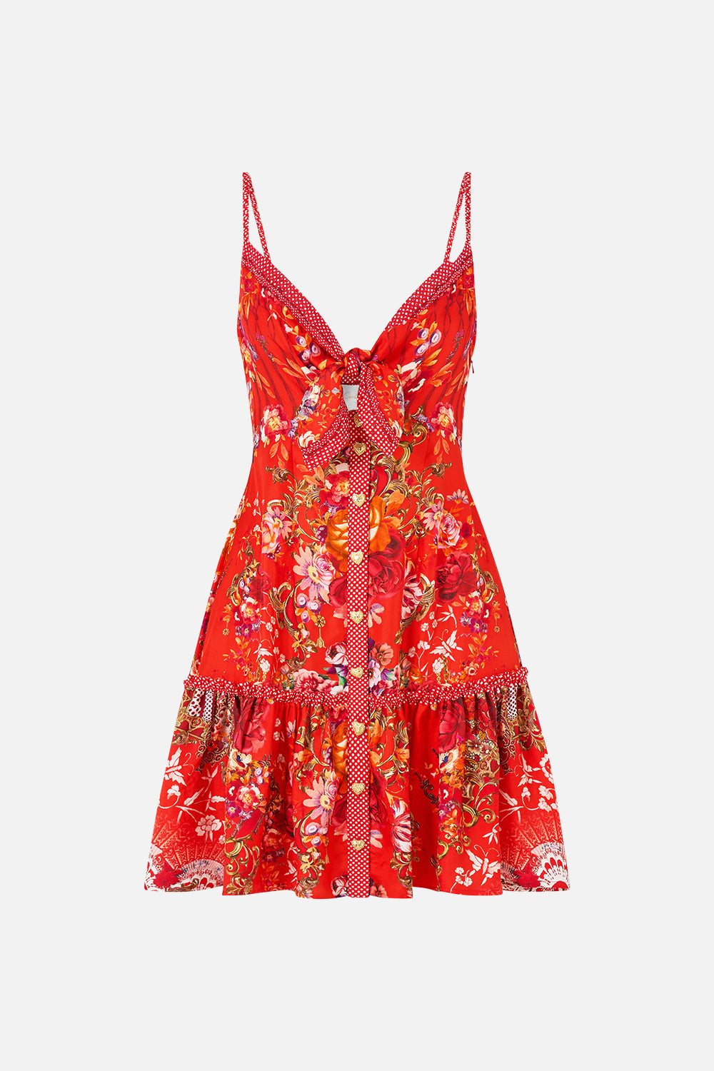 Camilla Tie Front Short Dress With Ruffle 00040412