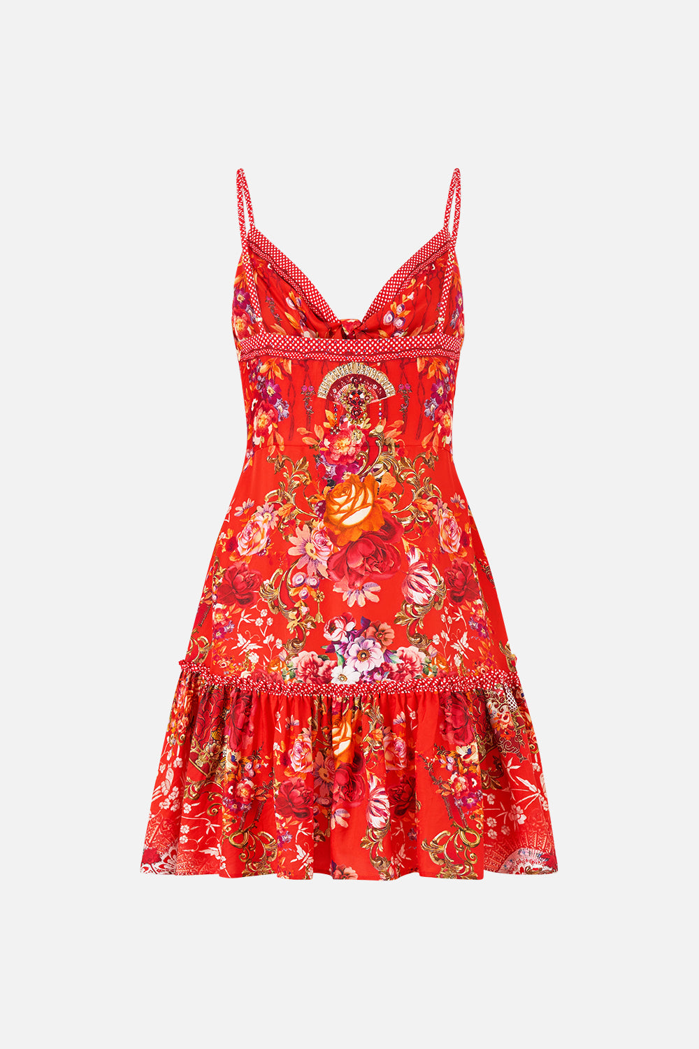 Camilla Tie Front Short Dress With Ruffle 00040412