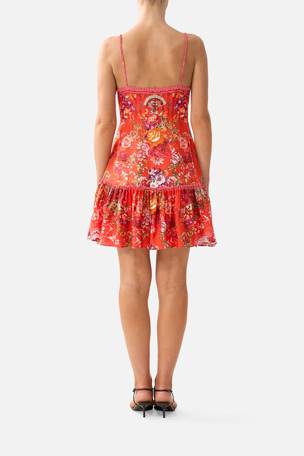 Camilla Tie Front Short Dress With Ruffle 00040412