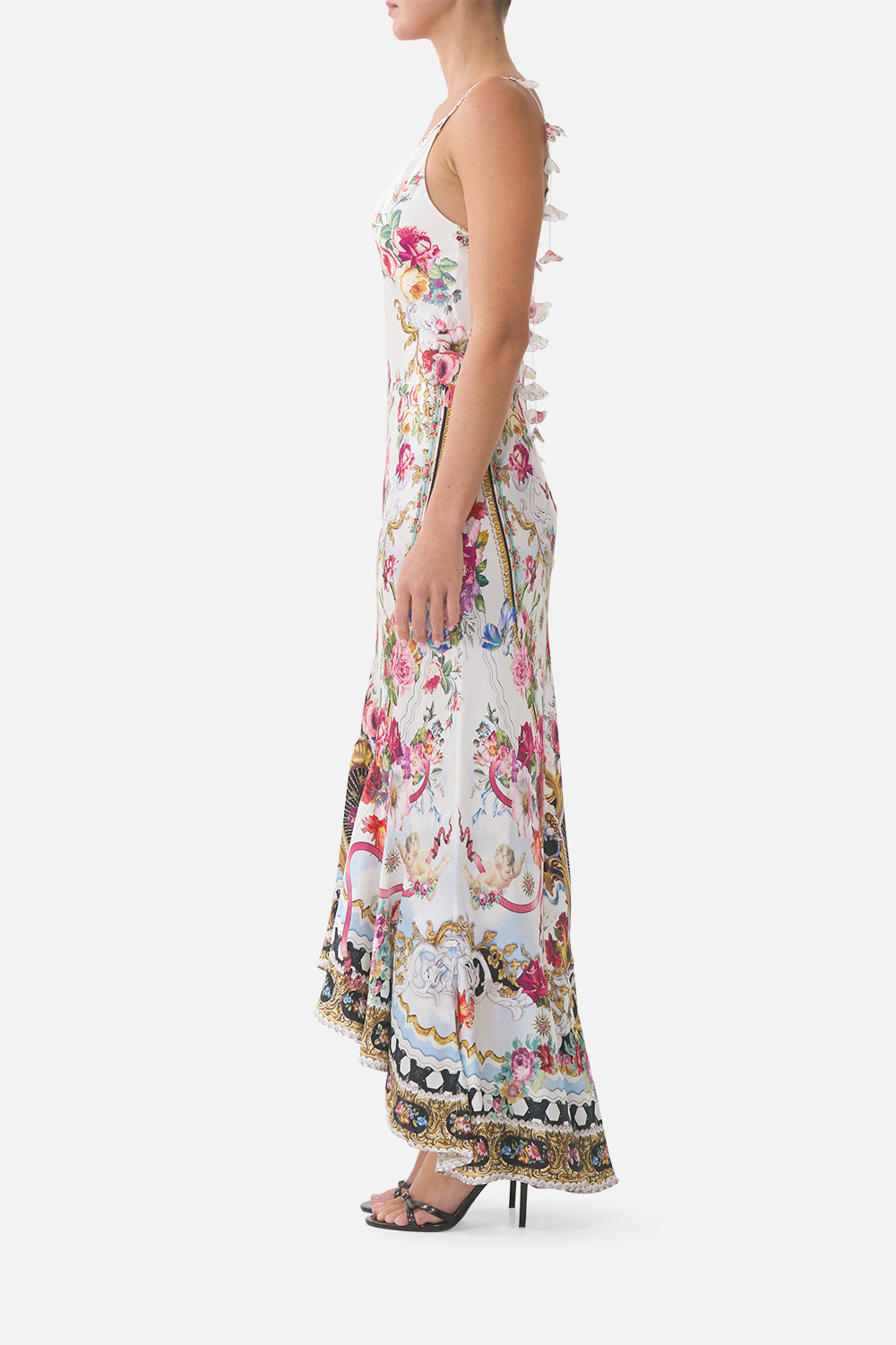 Camilla V Neck Slip Dress With Flounce Hem 41267