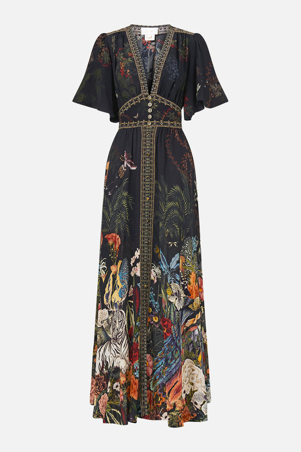 Camilla Shaped Waistband Dress With Flutter Sleeves 00042246