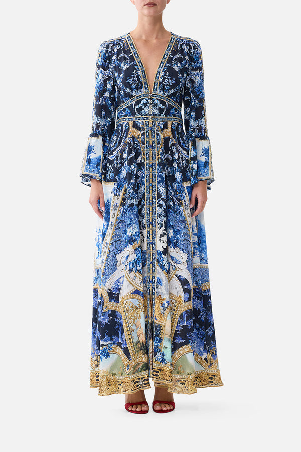 Camilla Shaped Waistband Dress with Ruffle Sleeve 43749