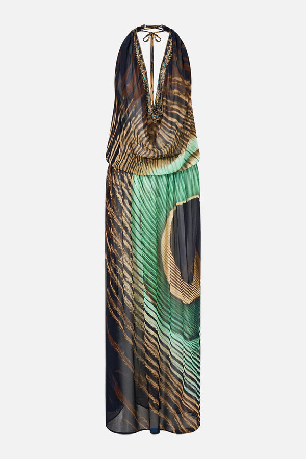 Camilla Drape Front Drawcord Maxi Dress 44001