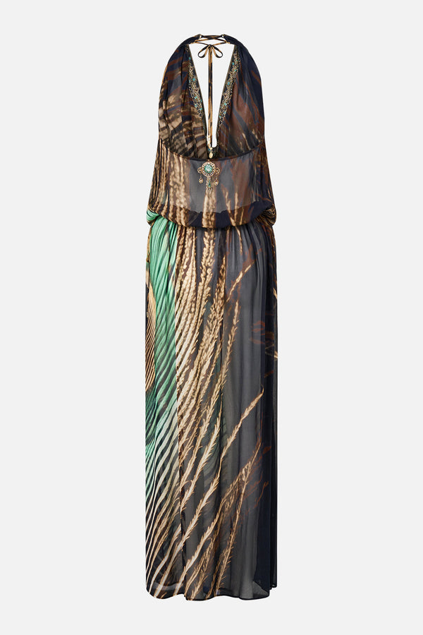 Camilla Drape Front Drawcord Maxi Dress 44001