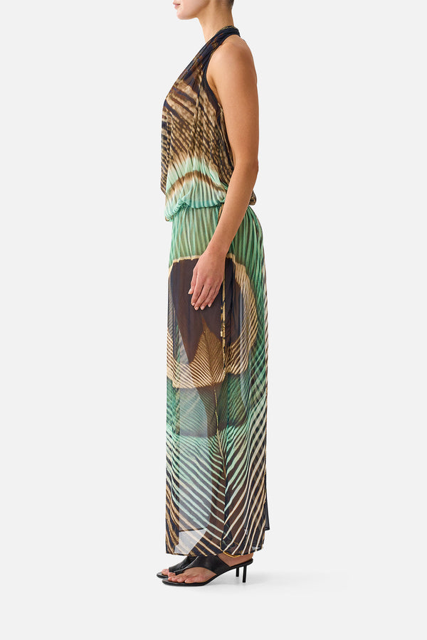 Camilla Drape Front Drawcord Maxi Dress 44001