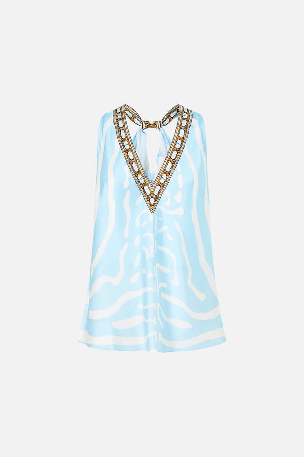 Camilla V Neck Top With Knot Back 44221