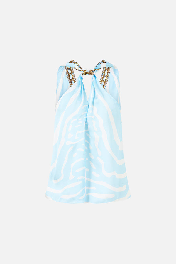 Camilla V Neck Top With Knot Back 44221