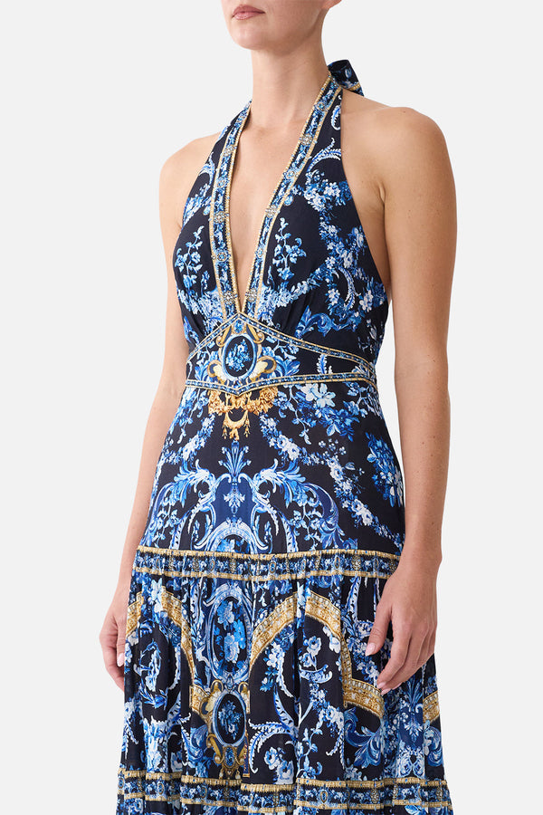 Camilla Halter Jersey Dress with Tiered Skirt 45913