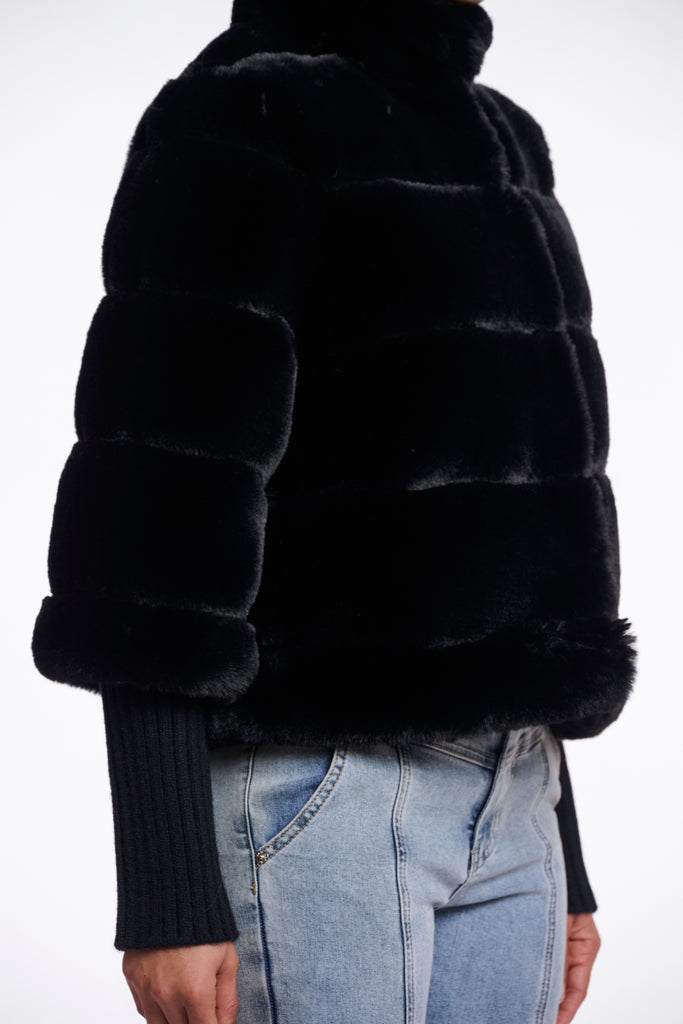 Rino & Pelle Feline Faux Fur Jacket in Black