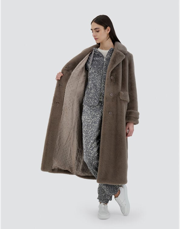 Herno Faux Fur Coat GC000455D in Dove Grey