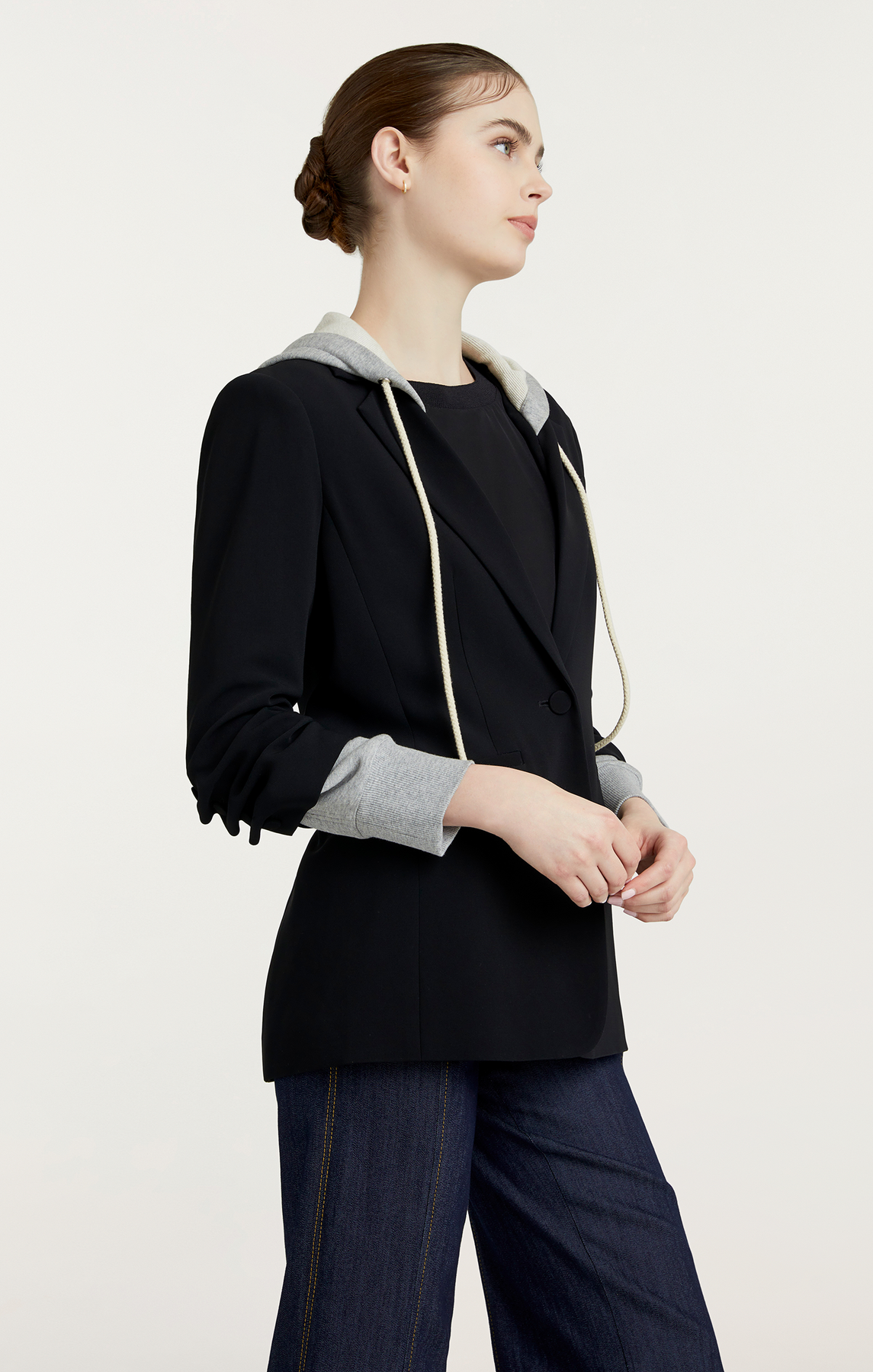 Cinq a Sept Hooded Khloe Jacket ZJ3981319Z in Black/Heather Grey