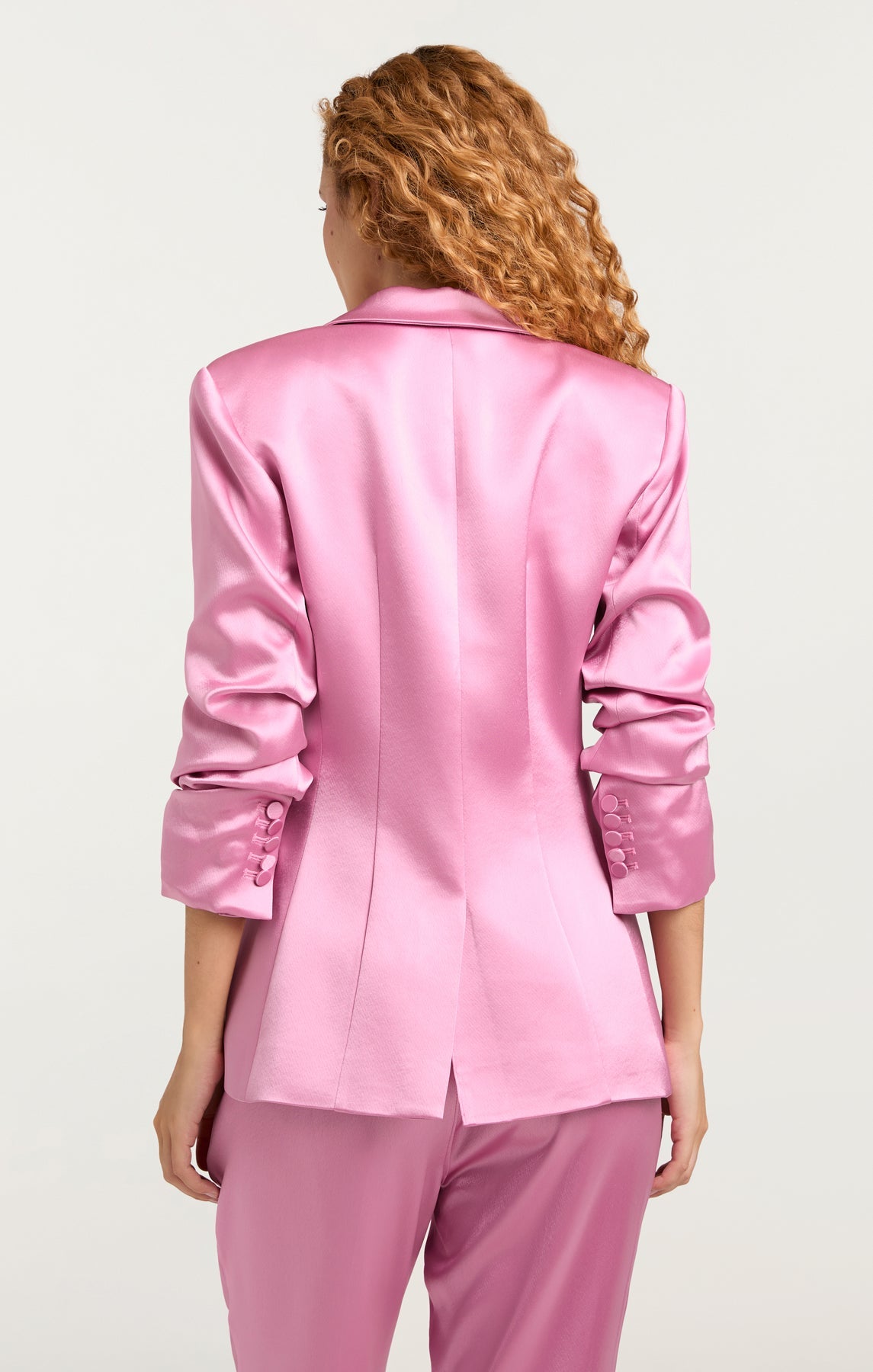 Cinq a Sept Smooth Satin Scrunched Cheyenne Blazer