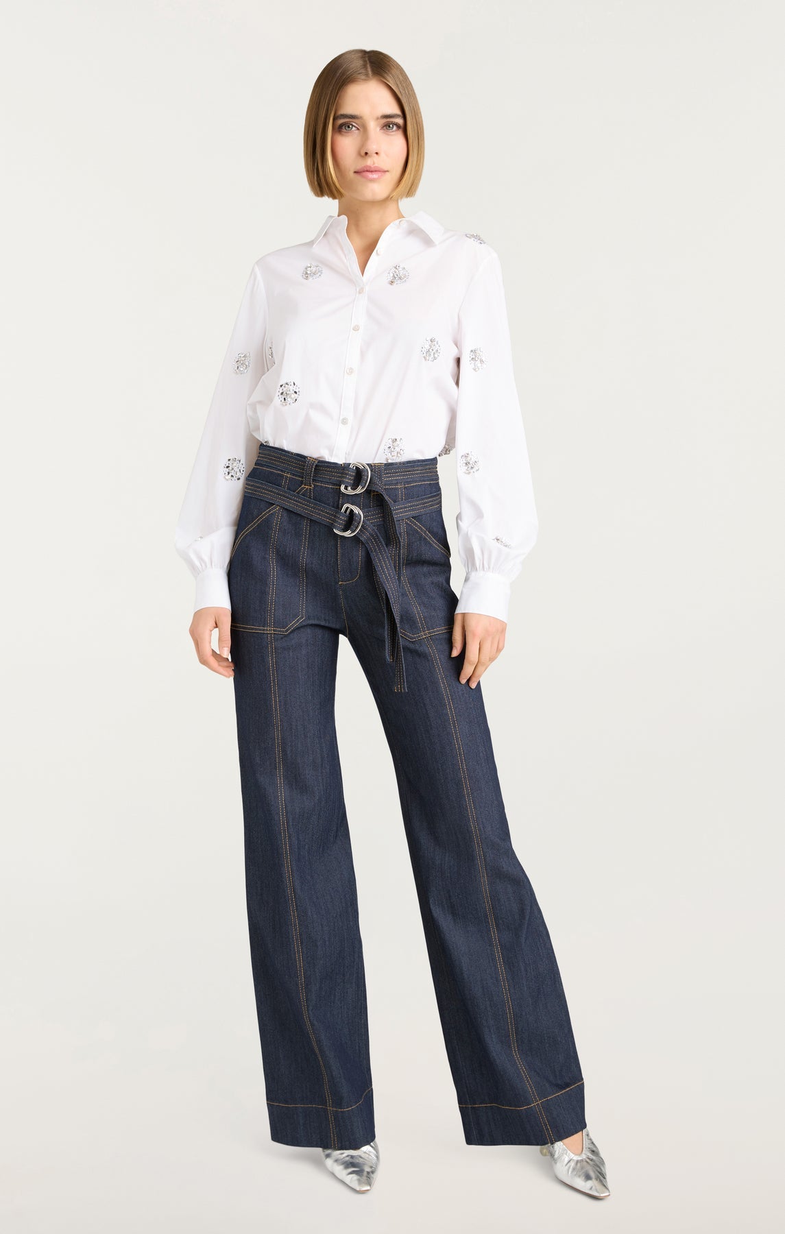 Cinq a Sept Kenji Denim Wide Leg Pant in Navy