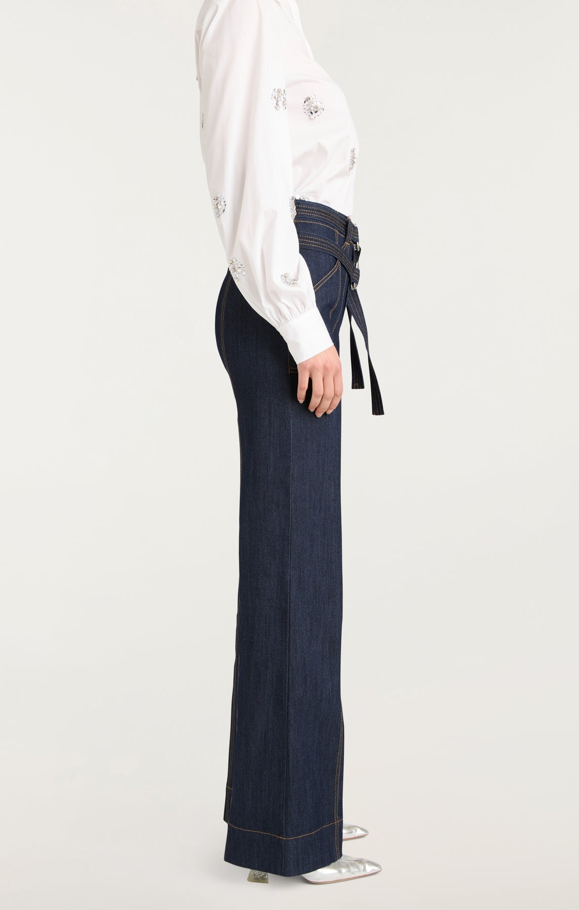 Cinq a Sept Kenji Denim Wide Leg Pant in Navy