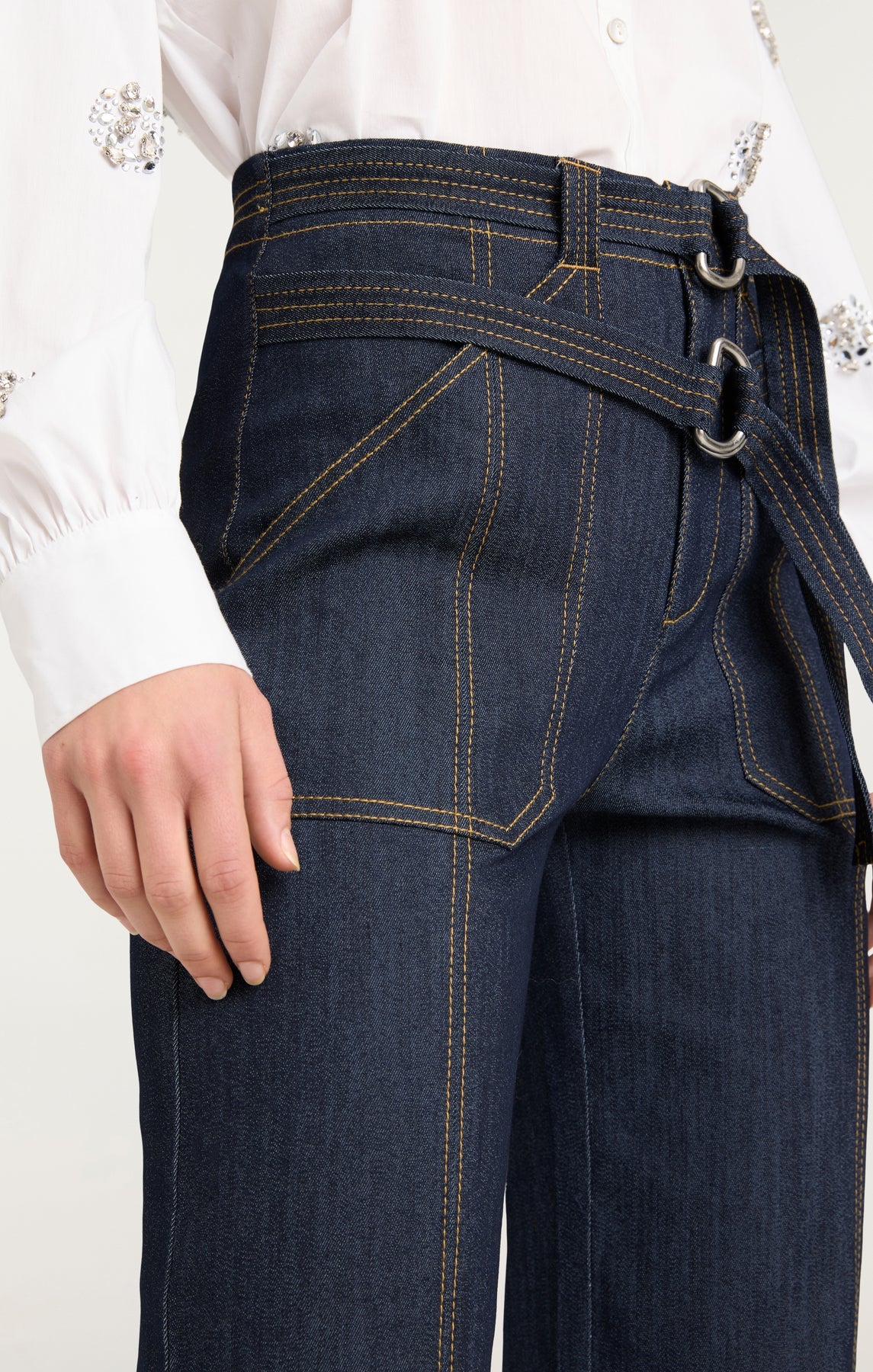 Cinq a Sept Kenji Denim Wide Leg Pant in Navy