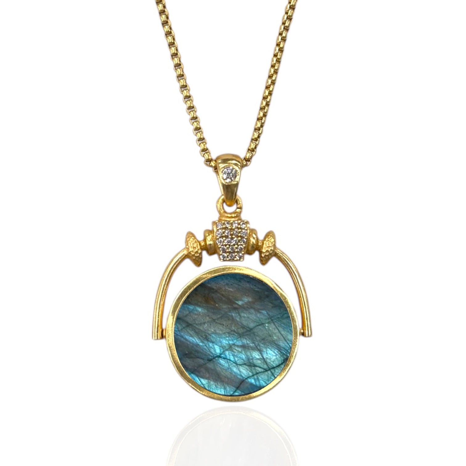 TAT2 N813 Large Labradorite Sol Spinner Necklace