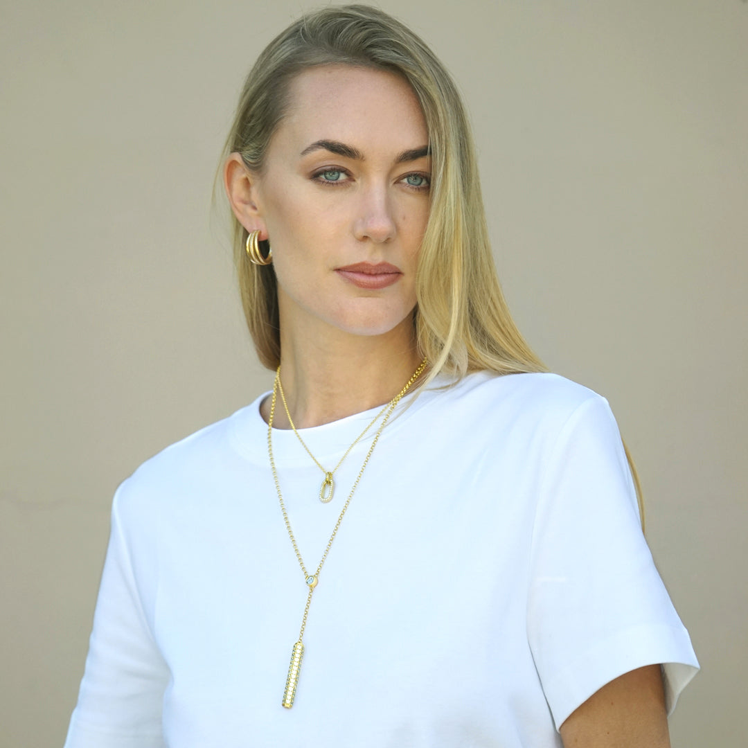 Tat2 N814 Colette Pave Lariat Necklace in Gold