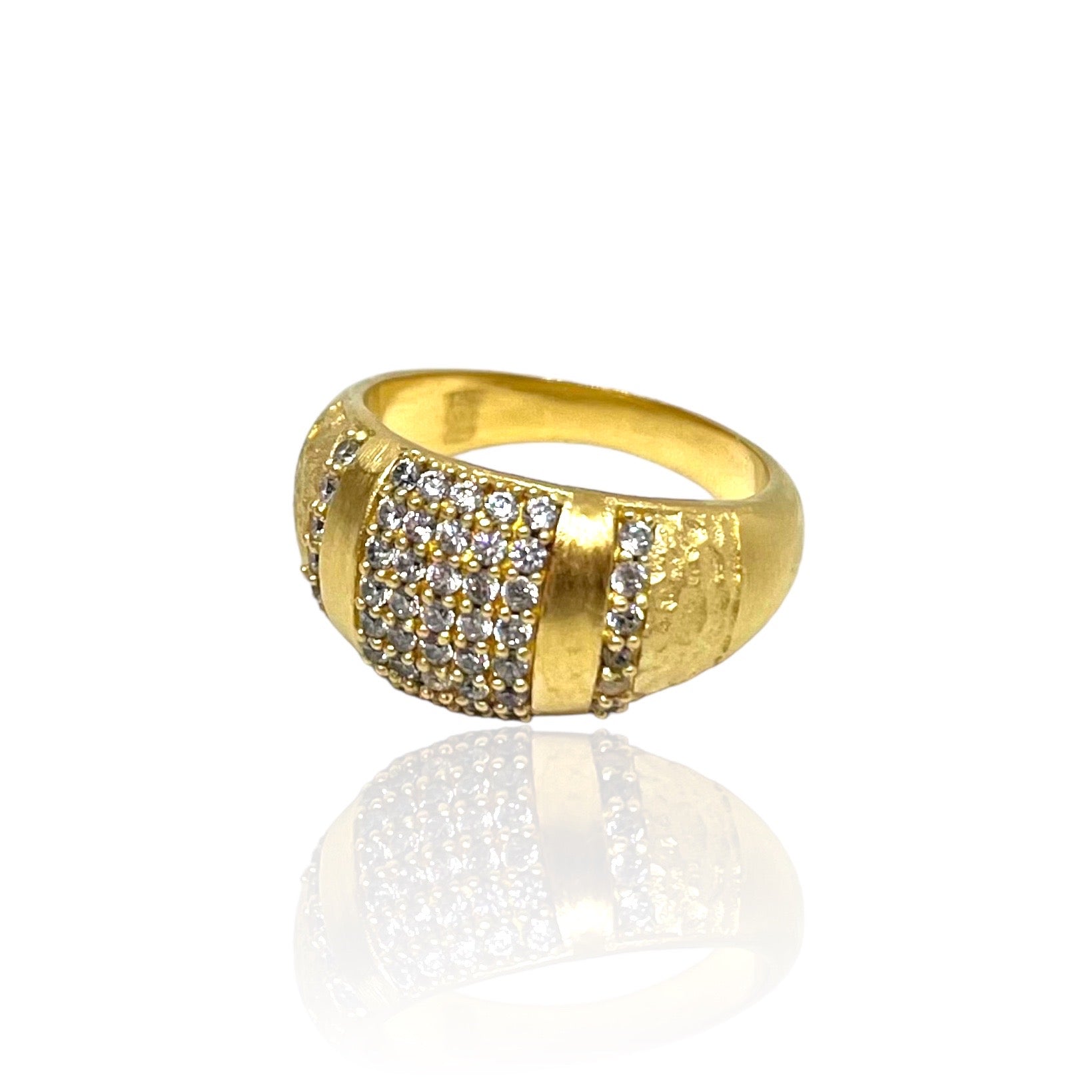 Tat2 R100 Gold Pave Cocktail Ring in GLD/CLR