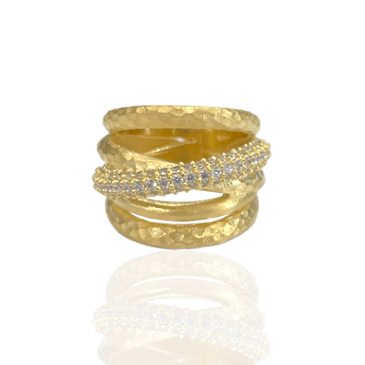 TAT2 R114 Almora Layered Ring in Gold