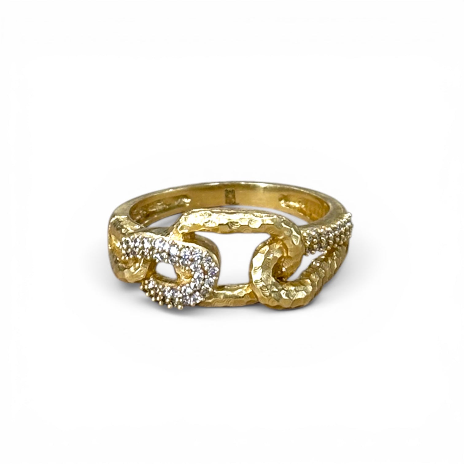 TAT2 R120 ISLA PAVE LINK BAND RING Gold