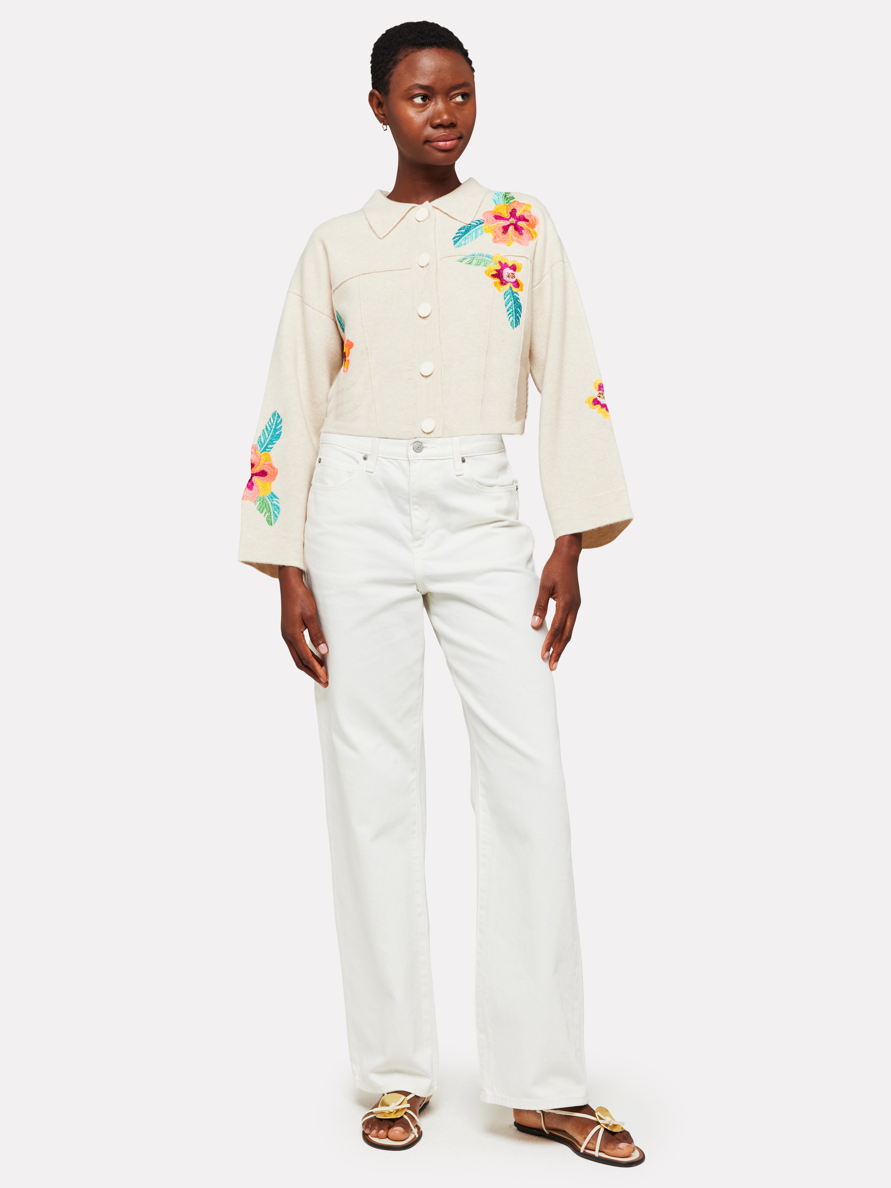 Brodie Tropical Embroidery Jacket in Beige