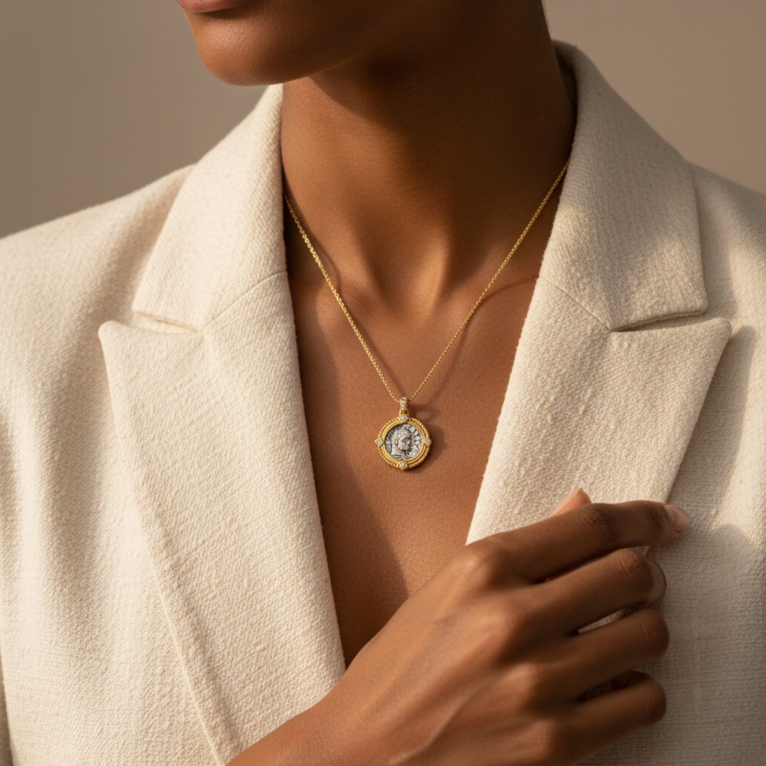 TAT2 N823 Lucia Coin Necklace in Gold
