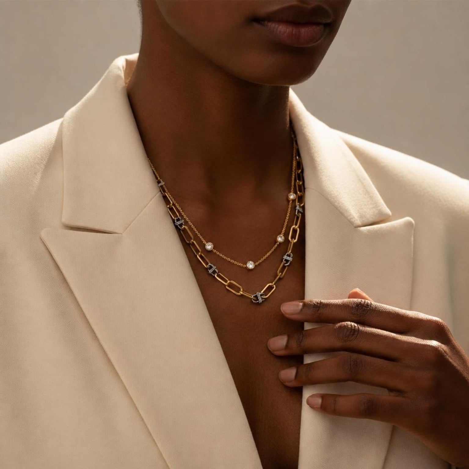 TAT2 N826 Two-Tone Solene Necklace in Gold