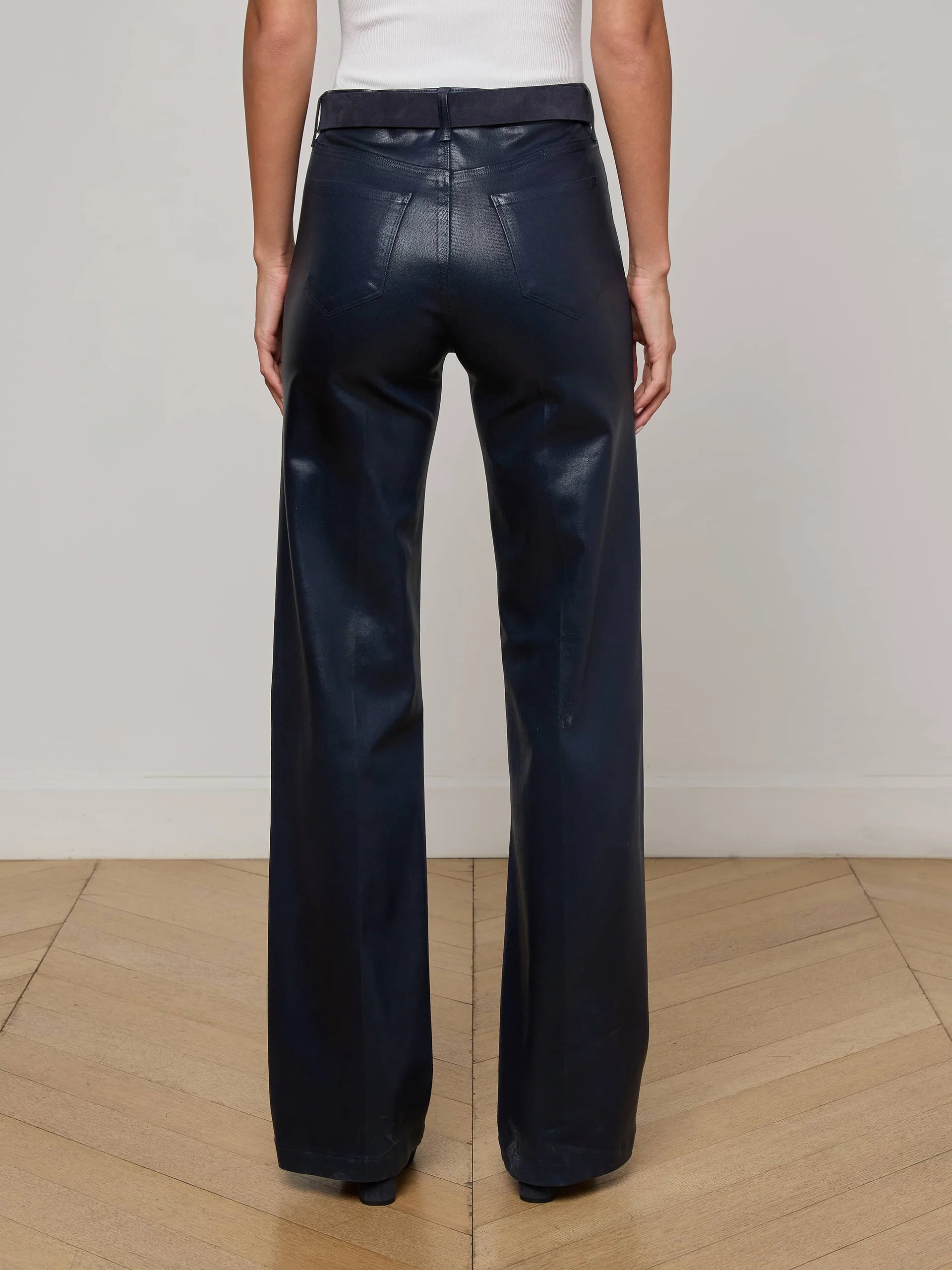 L'Agence Clayton Coated Wide Leg Jeans 2790PDDC